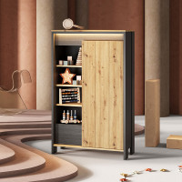 Petite armoire de rangement avec éclairage SPOTLEN couleur bois et graphite