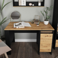 Bureau avec rangements et éclairage SPOTLEN couleur bois et graphite