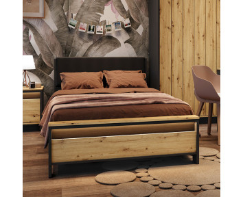 Lit avec sommier 120x200cm pour adolescent SPOTLEN couleur bois et graphite