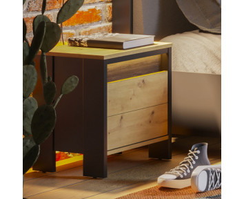 Table de chevet avec éclairage SPOTLEN couleur bois et graphite