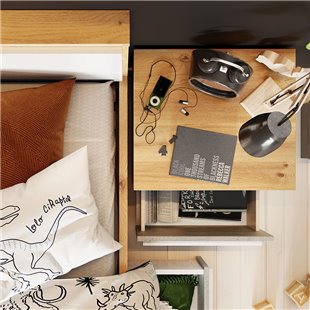 Table de chevet PLANO chêne et gris pour chambre adolescent