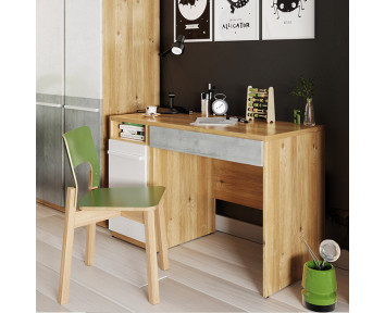 Bureau avec rangements PLANO chêne et blanc pour chambre adolescent
