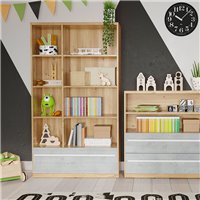 Grande bibliothèque PLANO couleur chêne pour chambre adolescent