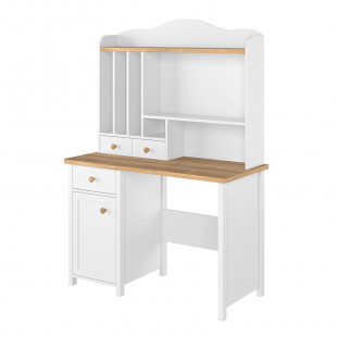 STORY - Bureau blanc et chêne option miroir ou rangements