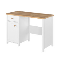 Bureau blanc et chêne STORY option miroir ou rangements