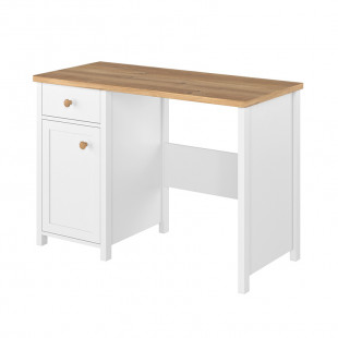 Bureau blanc et chêne STORY option miroir ou rangements