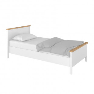 STORY - Lit junior blanc et chêne 200x90cm avec matelas pour chambre enfant
