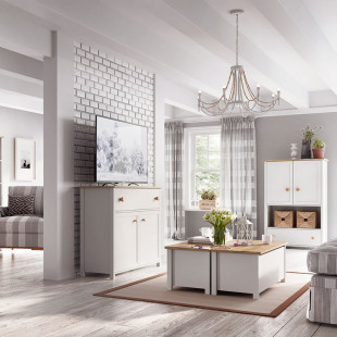 Coffre de rangement STORY blanc et chêne