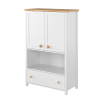 Commode haute blanche et chêne STORY