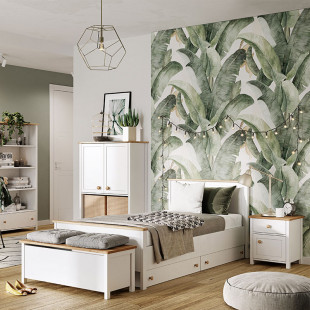 Commode haute blanche et chêne STORY