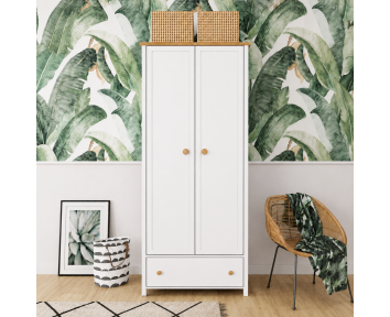 Armoire 2 portes blanche et chêne STORY