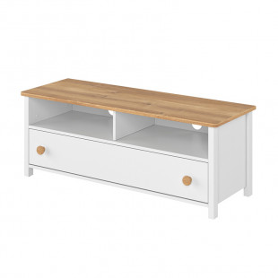 STORY - Meuble TV blanc et chêne pour chambre adolescent