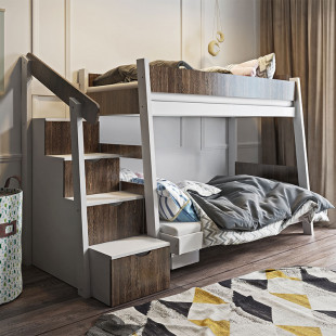 PARIS - Lit superposé 3 couchages avec escalier et grand lit