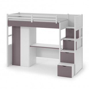 Lit mezzanine TRISTAN avec armoire et bureau