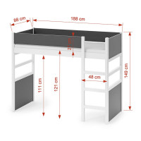 Dimensions lit mezzanine SANAH 180x80cm