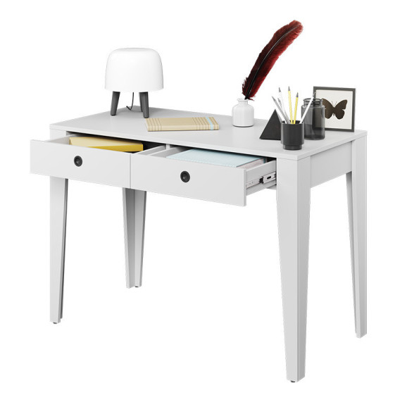 Bureau blanc mat avec rangements pour adolescents collection FEMII