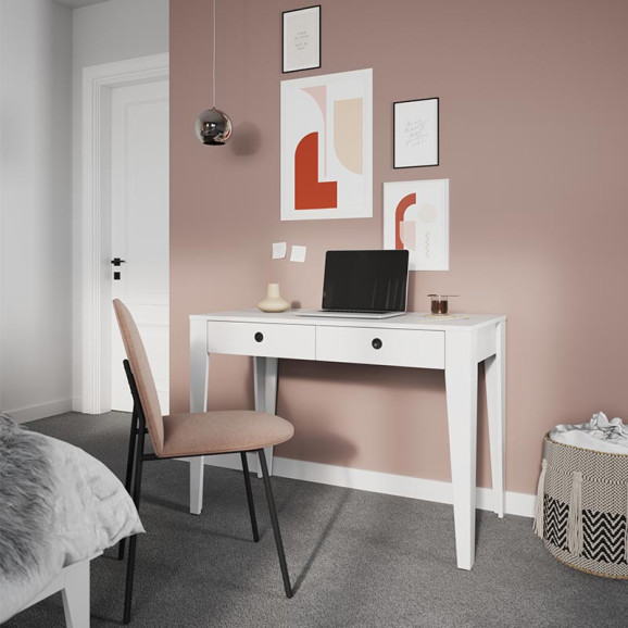 Bureau blanc mat avec rangements pour adolescents collection FEMII
