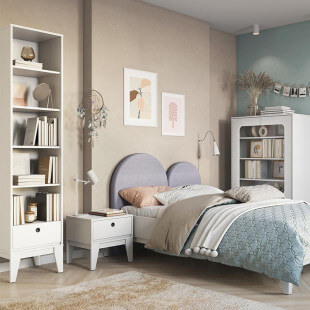 FEMII - Chevet blanc mat design sans poignée pour chambre ado