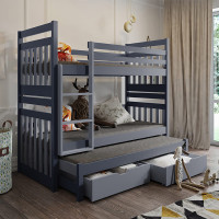 Lit superposé SAMBOR graphite et gris pastel