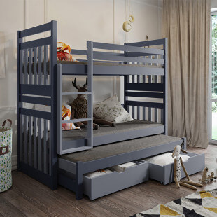 Lit superposé SAMBOR graphite et gris pastel