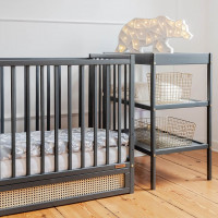 Lit bébé BOHO anthracite 120x60 avec tiroir inclus et matelas en option