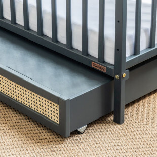 Lit bébé BOHO anthracite 120x60 avec tiroir inclus et matelas en option
