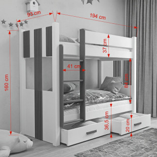 Dimensions lit superposé ARTEN