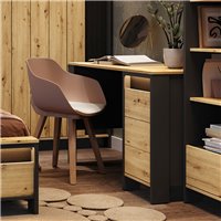 Bureau avec rangements et éclairage SPOTLEN couleur bois et graphite