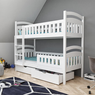 DOMI - Lit superposé 2 couchages en bois couleur blanc