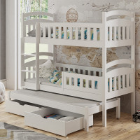 Lit superposé DOMI 3 couchages en bois couleur blanc