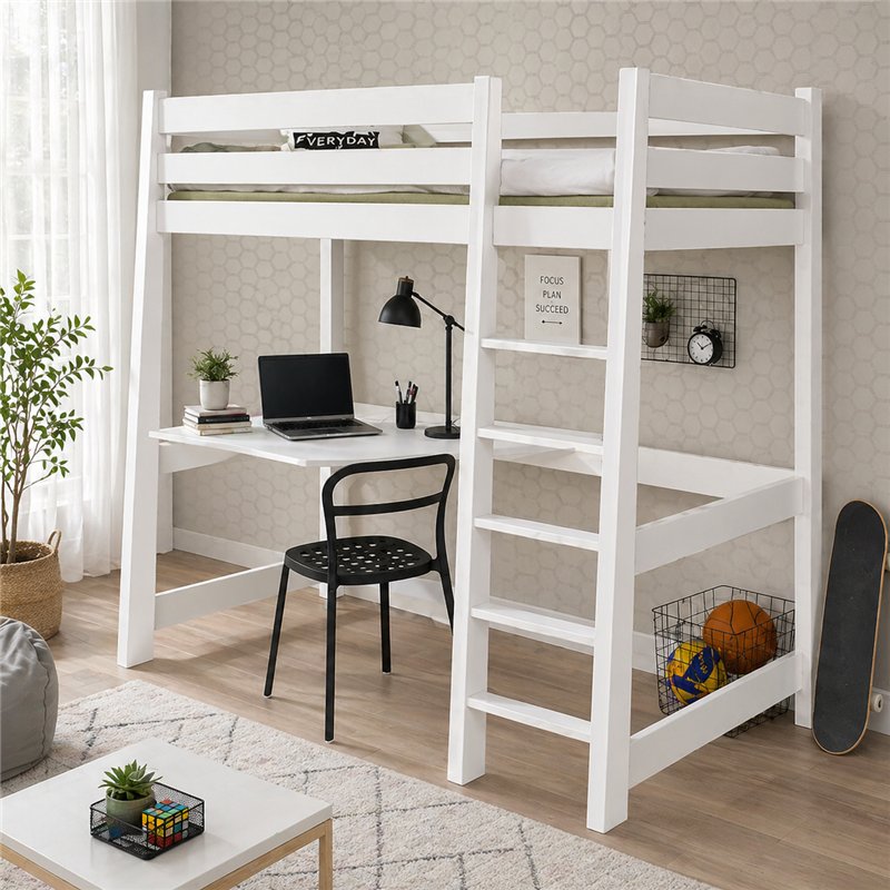 LIT MEZZANINE MILO EN BOIS COULEUR GRIS