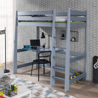 LIT MEZZANINE MILO EN BOIS COULEUR GRIS