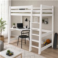 LIT MEZZANINE MILO EN BOIS COULEUR GRIS