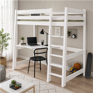 MILO - Lit mezzanine en bois personnalisable couleur blanc