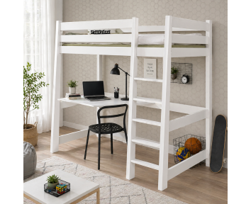LIT MEZZANINE MILO EN BOIS COULEUR GRIS