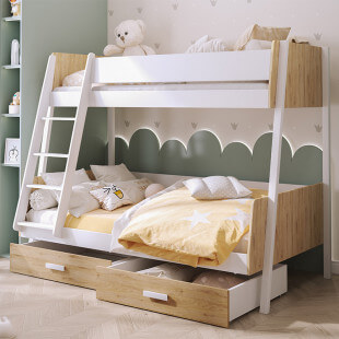 MORITZ - Lit superposé 3 places bicolore 90/120 x 200cm