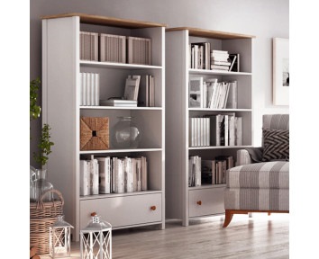 Bibliothèque blanche et chêne STORY pour chambre enfant & ado