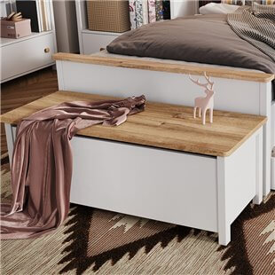 Coffre de rangement STORY blanc et chêne