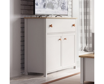 Commode blanc et chêne STORY 2 portes + 1 tiroir