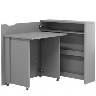 WORK CONCEPT - Petit bureau pliant SLIM couleur gris avec rangements pour télétravail