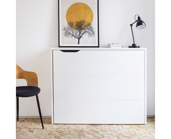 Bureau pliant SLIM blanc avec rangements pour télétravail - WORK CONCEPT