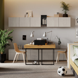 FLEX - Ensemble avec deux bureaux face à face + rangements pour chambre adolescent