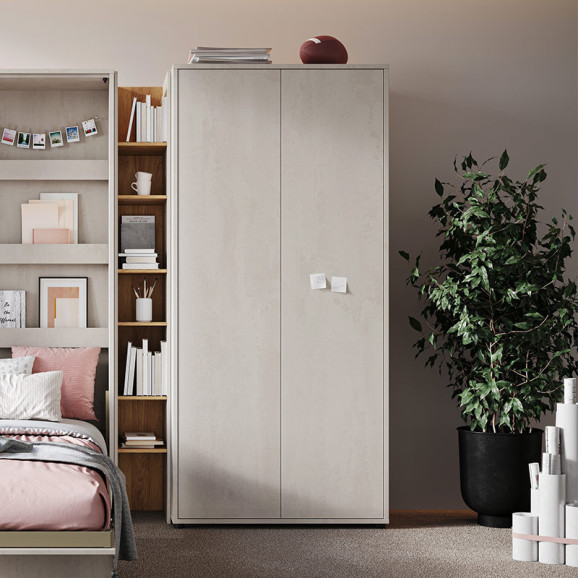 Armoire 2 portes TEEN FLEX grise pour chambre ado