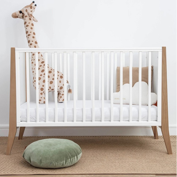 Lit bébé Slim Cot Bed Blanc et bois 120x60