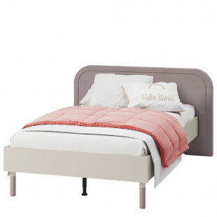 HARMONY - Lit 120x200 pour ado couleur cachemire et gris truffe avec sommier