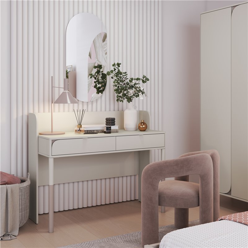 Bureau HARMONY pour ado avec 2 tiroirs couleur Cachemire et Truffe