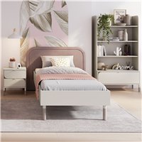 Lit HARMONY 90x200 cachemire et truffe avec sommier