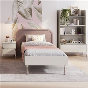 HARMONY - Lit 90x200 cachemire et truffe avec sommier