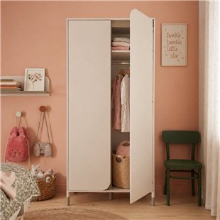 HARMONY - Armoire double sans poignée couleur cachemire et gris truffe