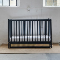 Lit bébé BOHO anthracite 120x60 à barreaux avec tiroir de rangement
